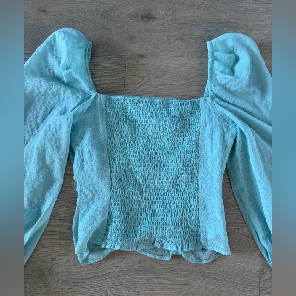 Astr Light Blue Ruched Blouse - Picture 4 of 6
